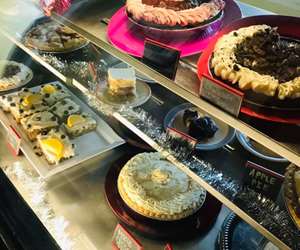 Pastry case filled with fresh pies