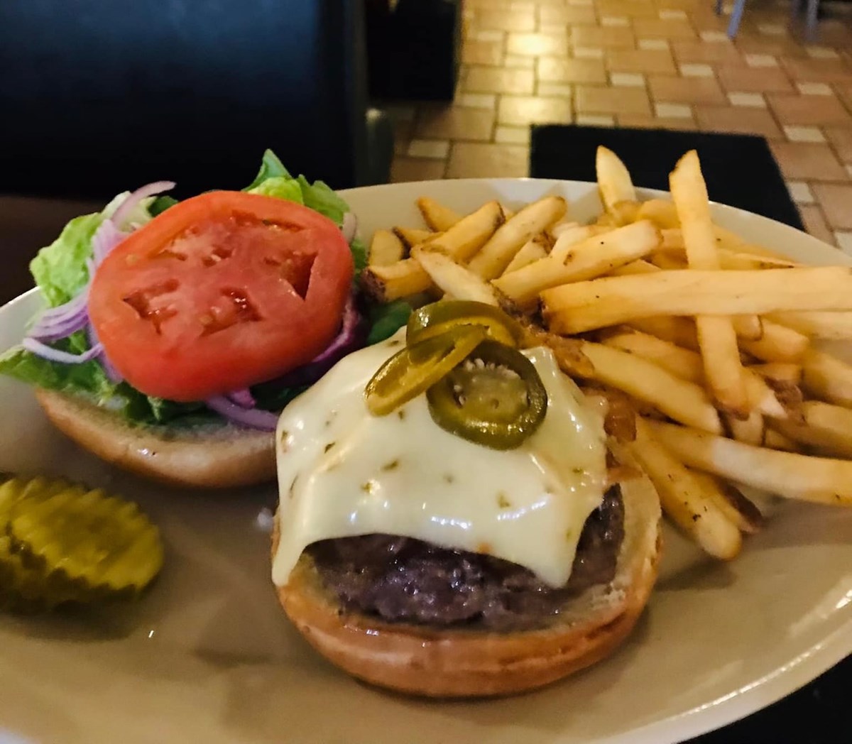 Angus burger with jalapenos