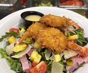 Hawaiian Salad with coconut shrimp